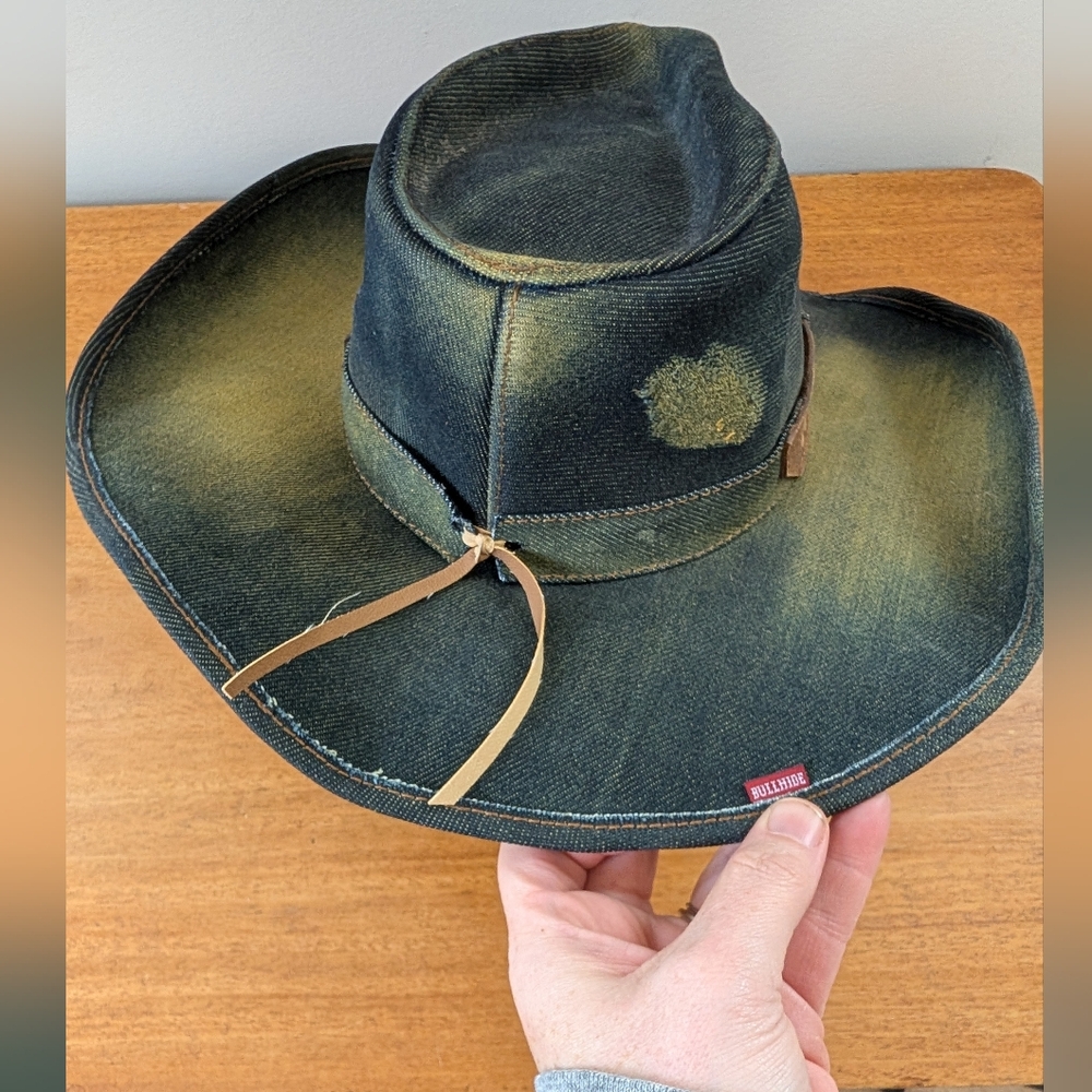 Bullhide Nonstop Cowboy Hat Denim Distressed Western Small - Picture 4 of 9